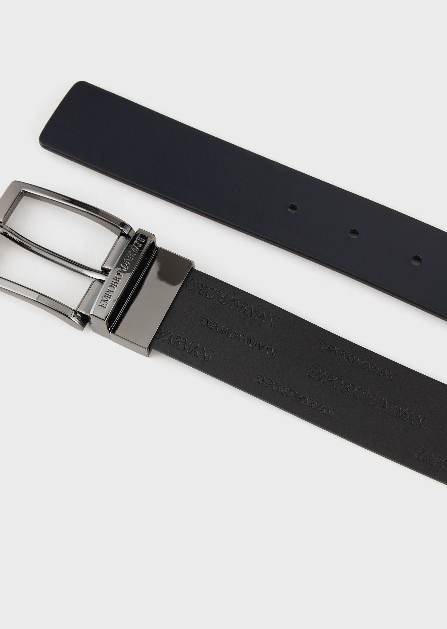 Cintura in pelle con logo embossed all over / Nero - Ideal Moda