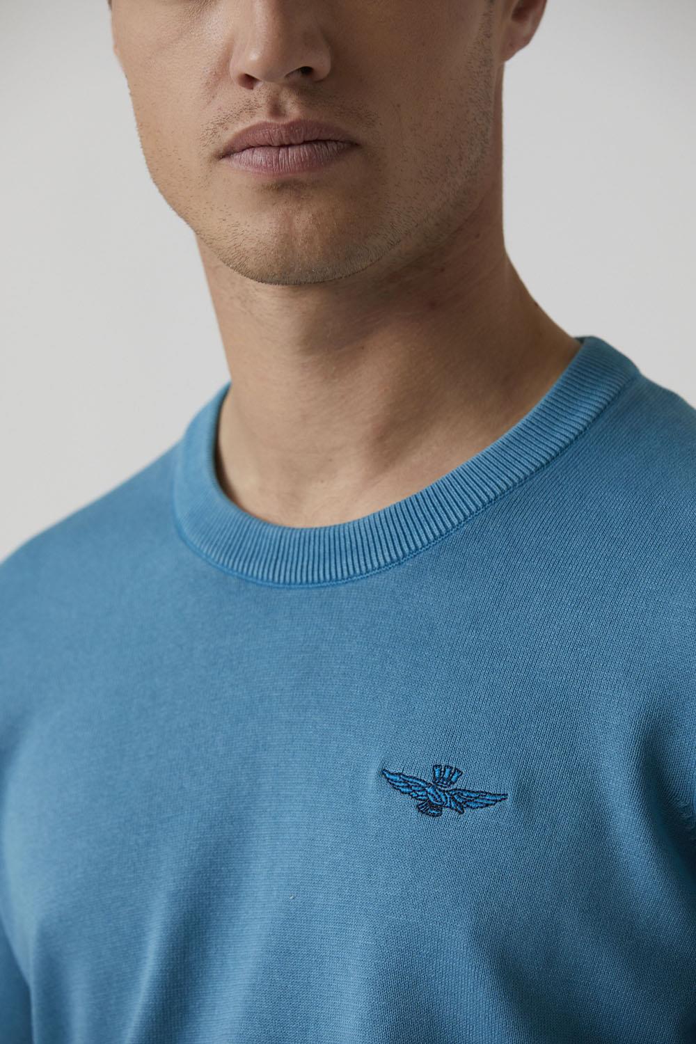 Aeronautica Militare Maglione Girocollo Arancione Con Aquila Ricamata - Modello MA1386, 100% Cotone