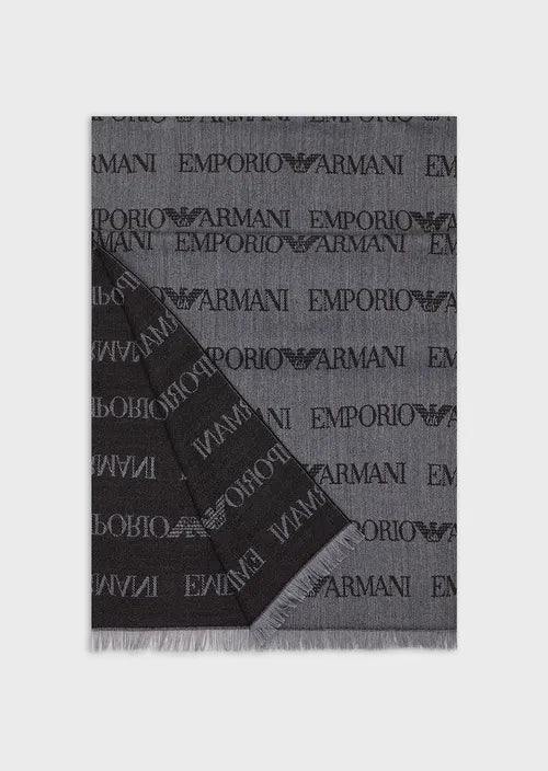 Sciarpa con Scritta Emporio Armani / Grigio - Ideal Moda