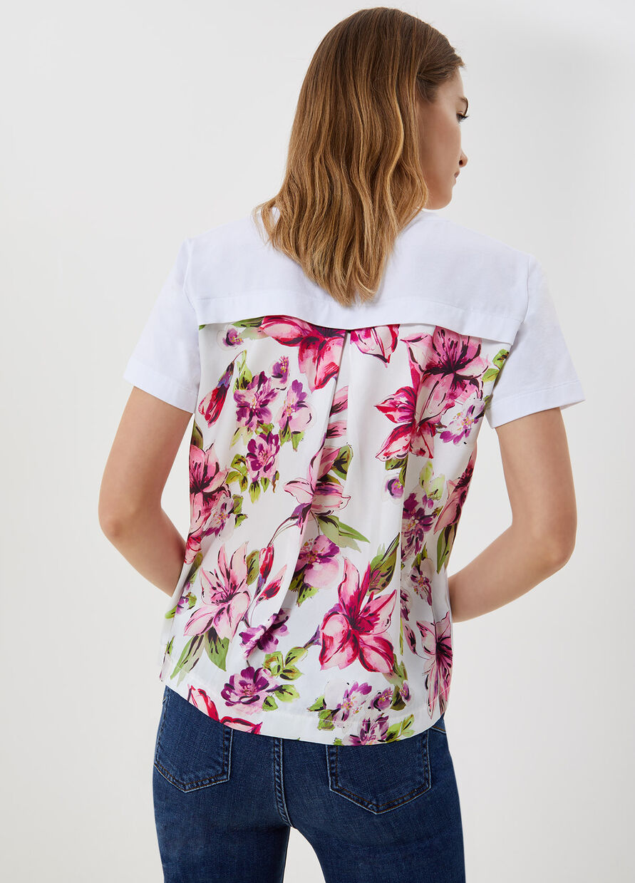 T-shirt con inserti stampati / Bianco - Ideal Moda