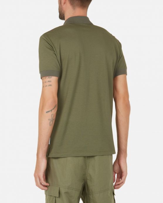 Polo con dettagli in maglia / Verde - Ideal Moda