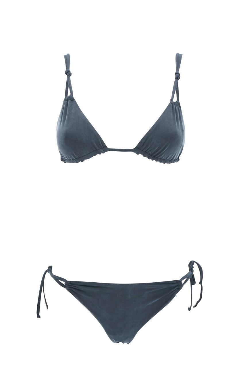Bikini Triangolo in Cupro / Nero - Ideal Moda