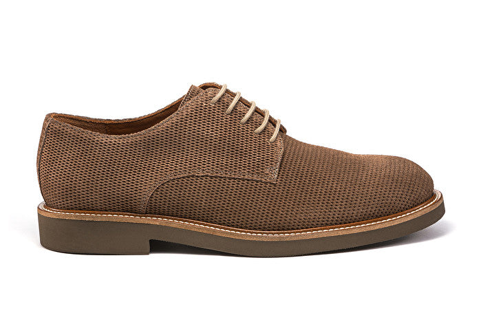 Derby in camoscio con stampa alveare / Beige - Ideal Moda