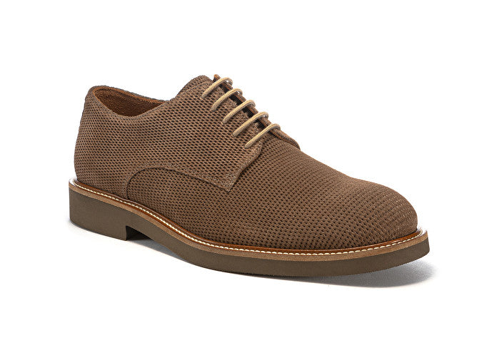 Derby in camoscio con stampa alveare / Beige - Ideal Moda