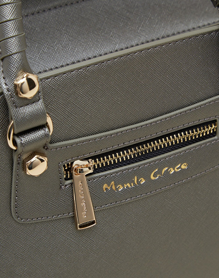 Borsa Mirama Medium con Logo Manila Grace / Grigio - Ideal Moda
