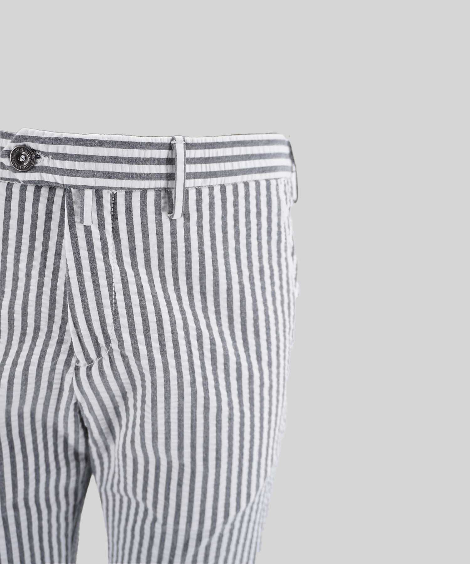Pantalone Slim Fit a righe / Bianco - Ideal Moda