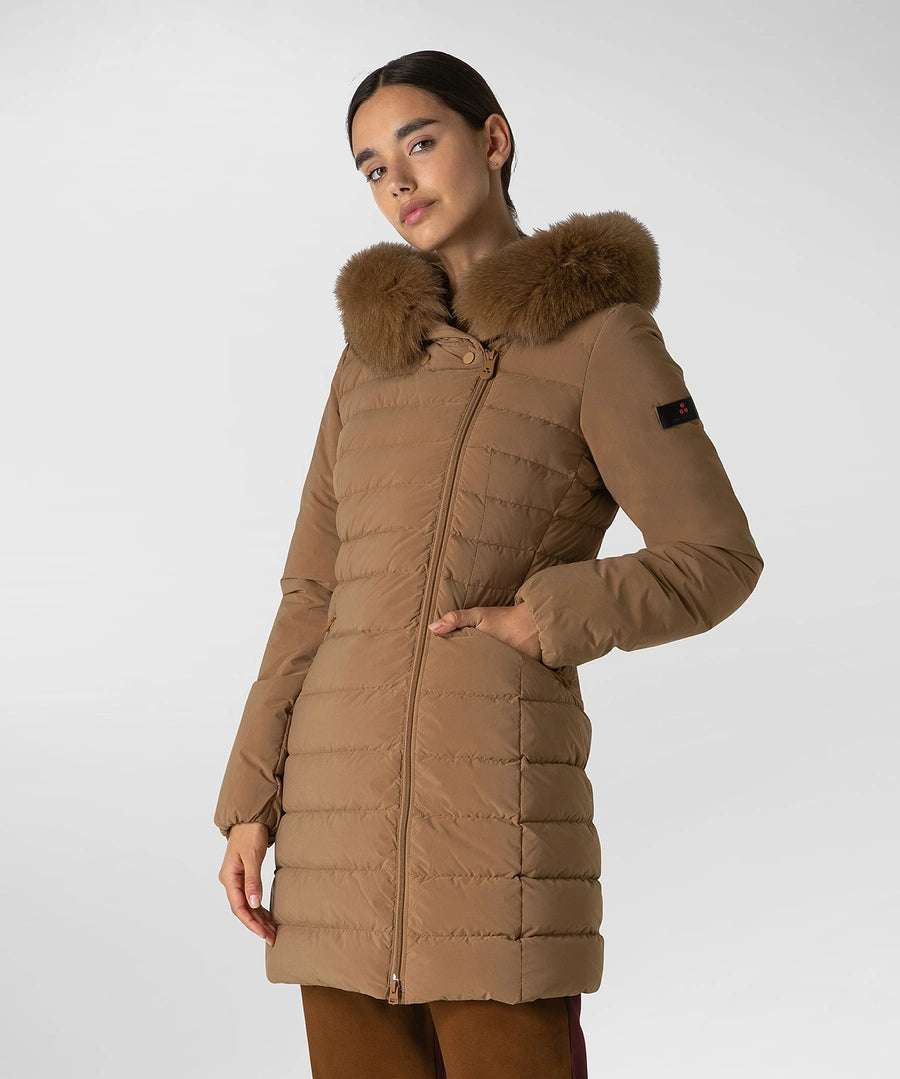 Piumino Slim con Pelliccia Peuterey / Beige - Ideal Moda