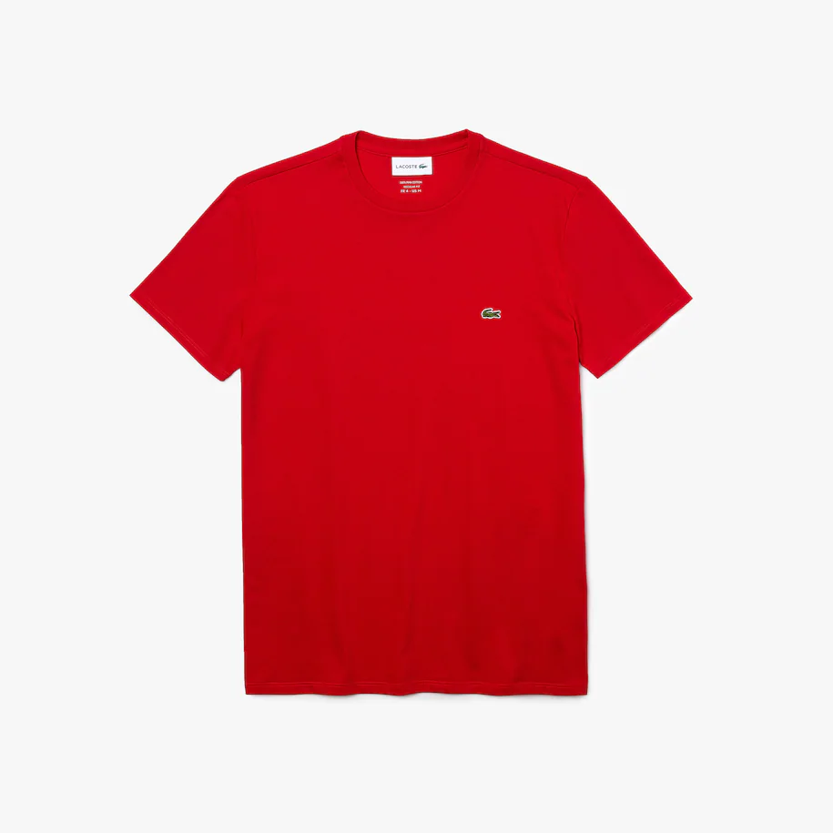 T-Shirt Lacoste in Pima Cotton / Rosso - Ideal Moda