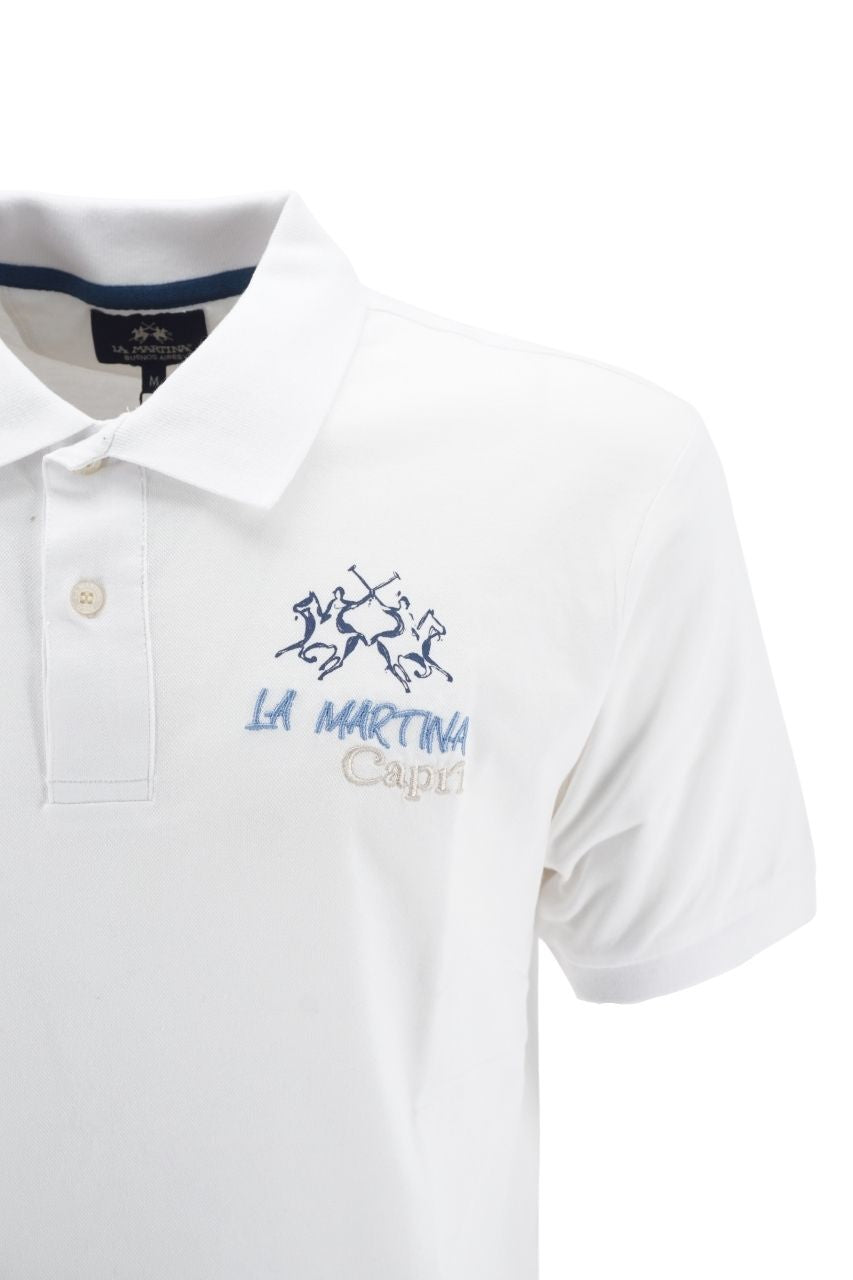 Polo La Martina con Ricamo “Capri” / Bianco - Ideal Moda