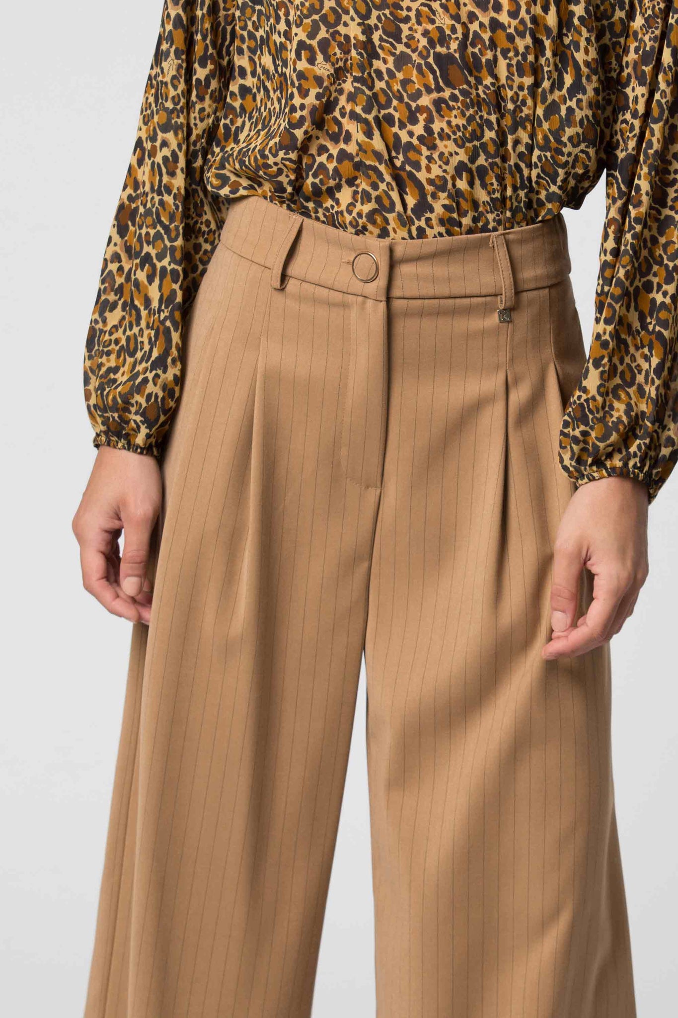 Pantalone a Righe Koca / Beige - Ideal Moda