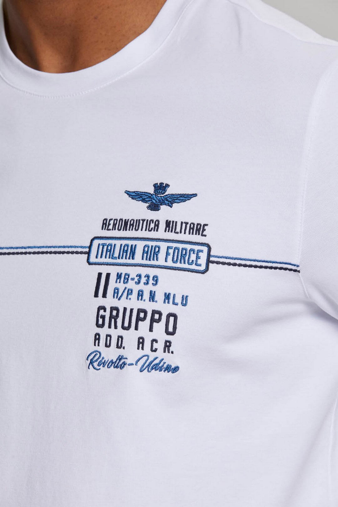 T-Shirt Aeronautica Militare con Ricami / Bianco - Ideal Moda