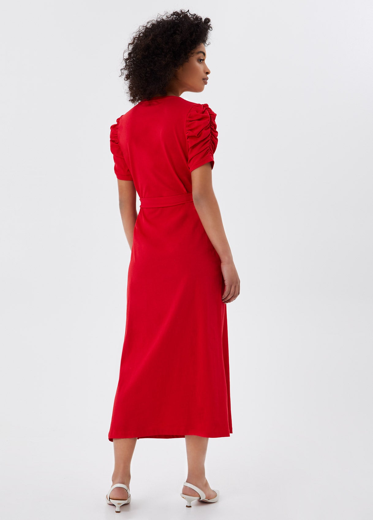 Vestito lungo con cintura / Rosso - Ideal Moda