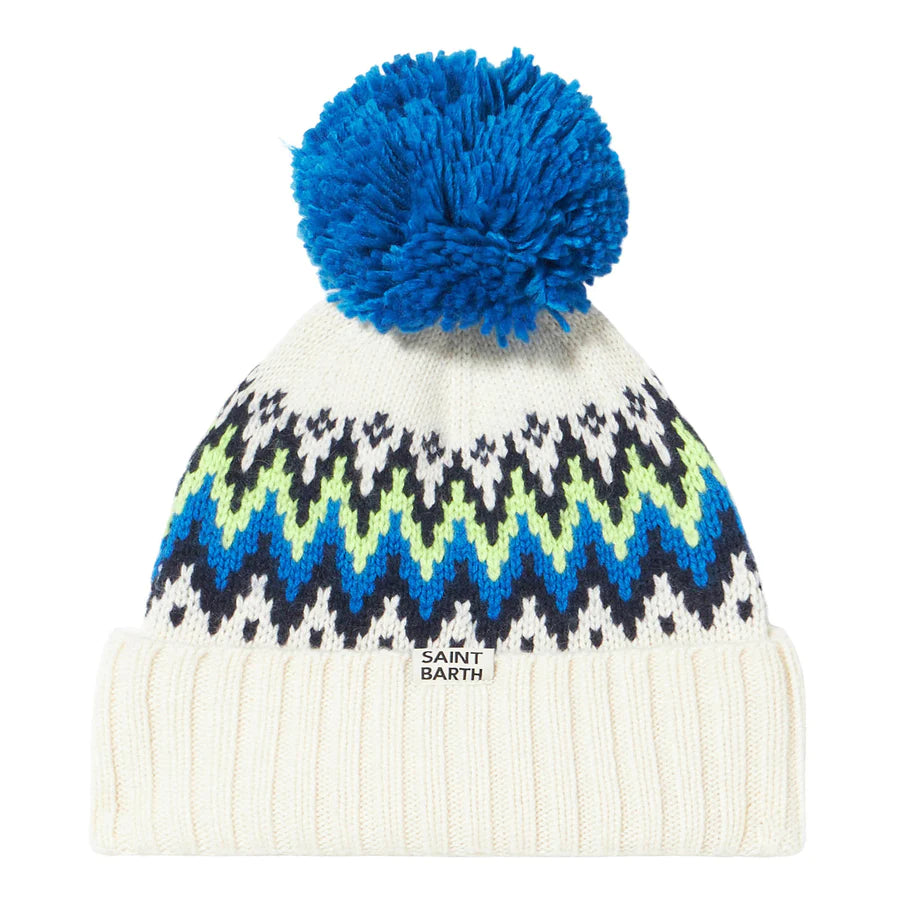 Cappello con Motivo Jacquard Mc2 Saint Barth / Bianco - Ideal Moda