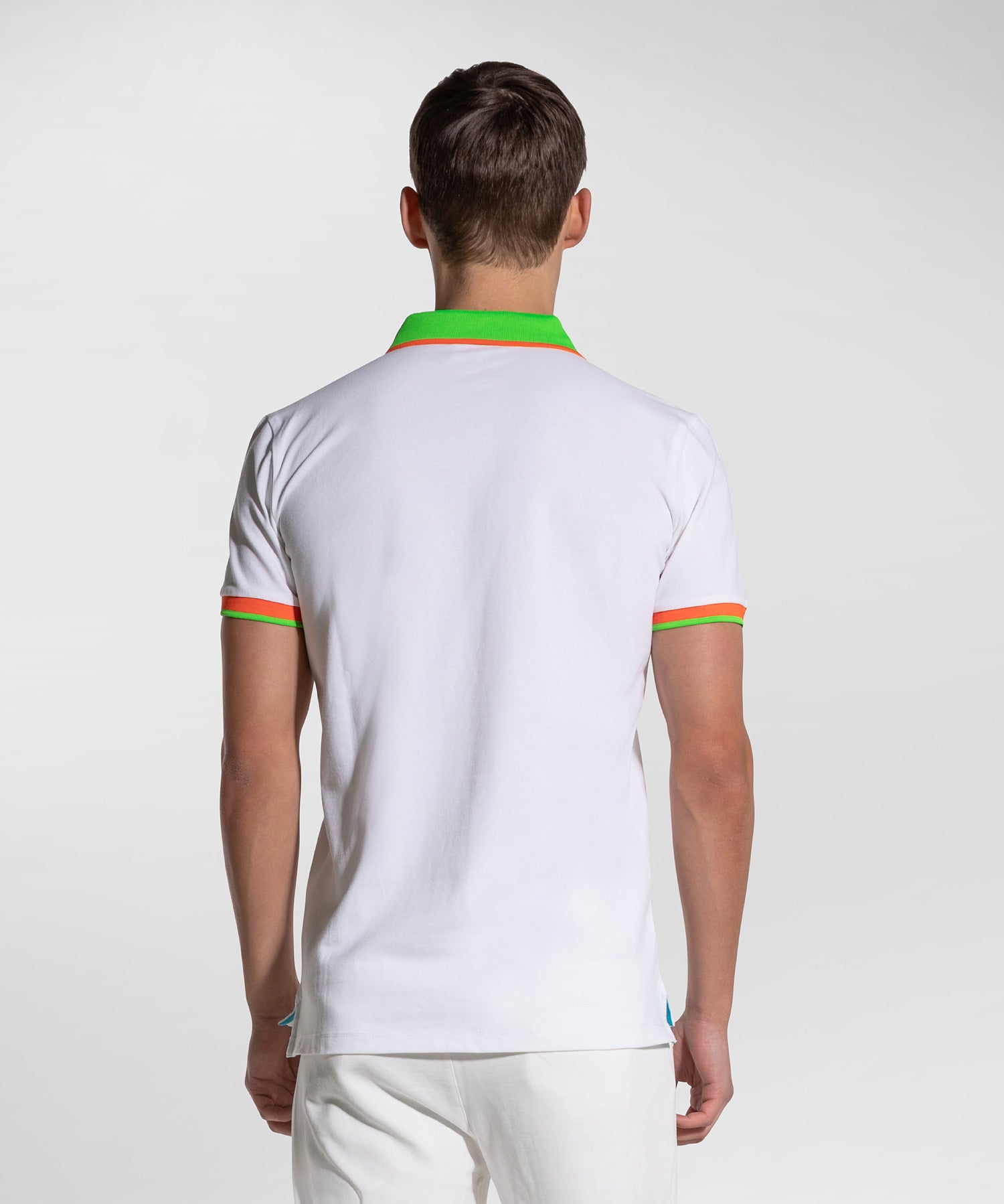 Polo in Piquet con Dettagli Fluorescenti / Bianco - Ideal Moda