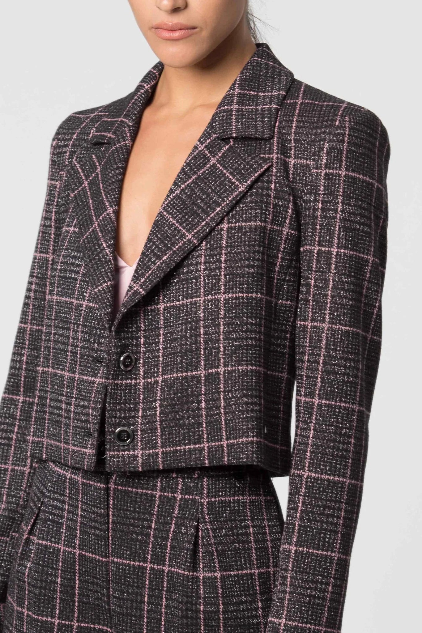 Giacca a Fantasia Corta Kocca / Grigio - Ideal Moda