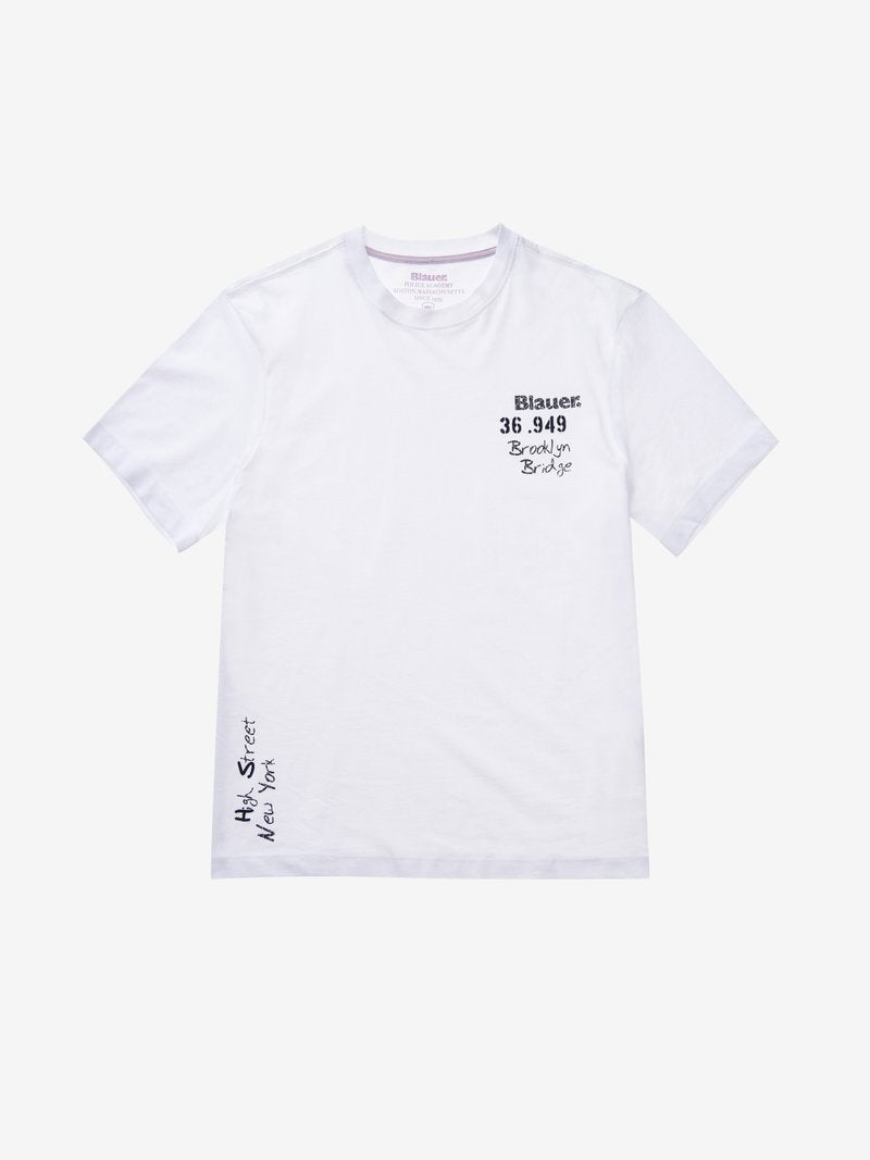 T-Shirt Blauer in Cotone / Bianco - Ideal Moda