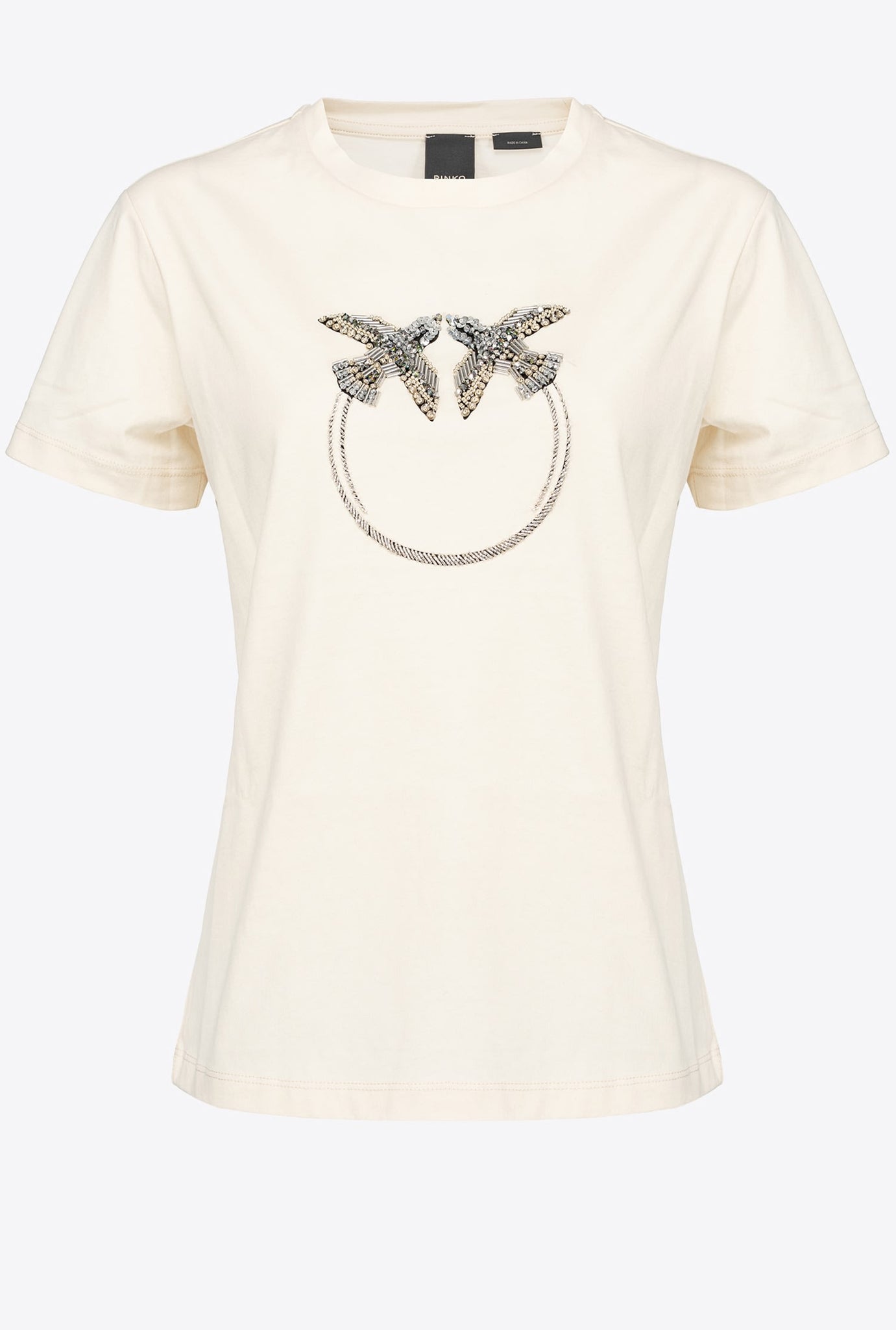 T-Shirt Pinko con Ricamo / Bianco - Ideal Moda
