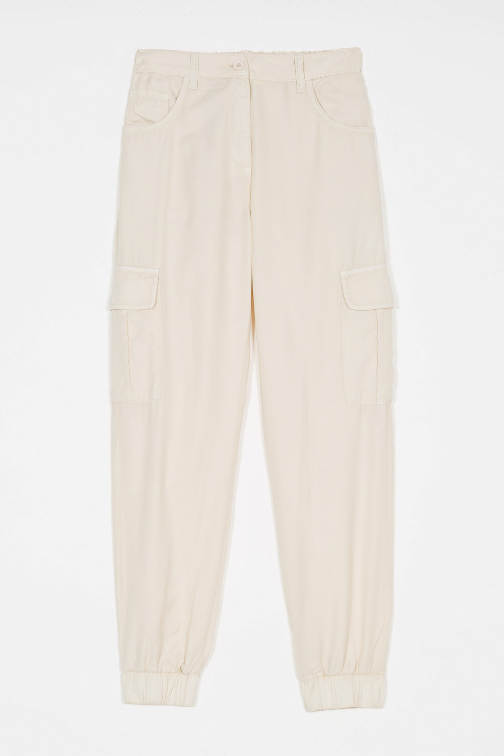 Pantalone morbido con tasconi / Beige - Ideal Moda