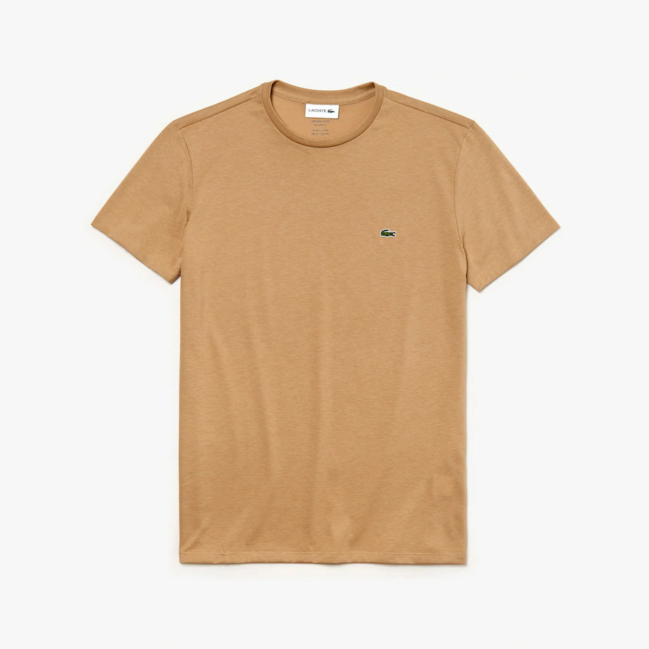 T-shirt a girocollo in jersey di cotone Pima / Beige - Ideal Moda
