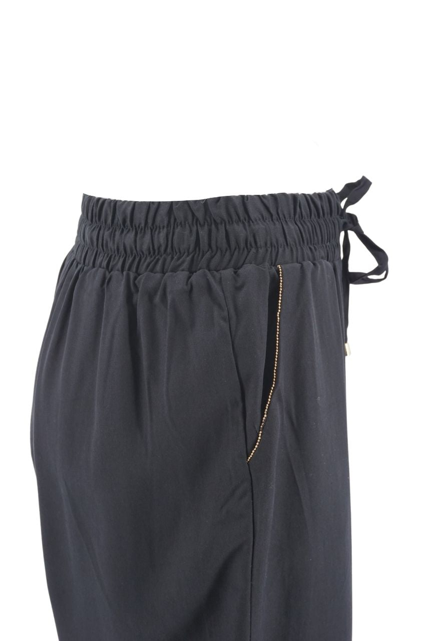 Pantalone Kocca con Coulisse / Nero - Ideal Moda