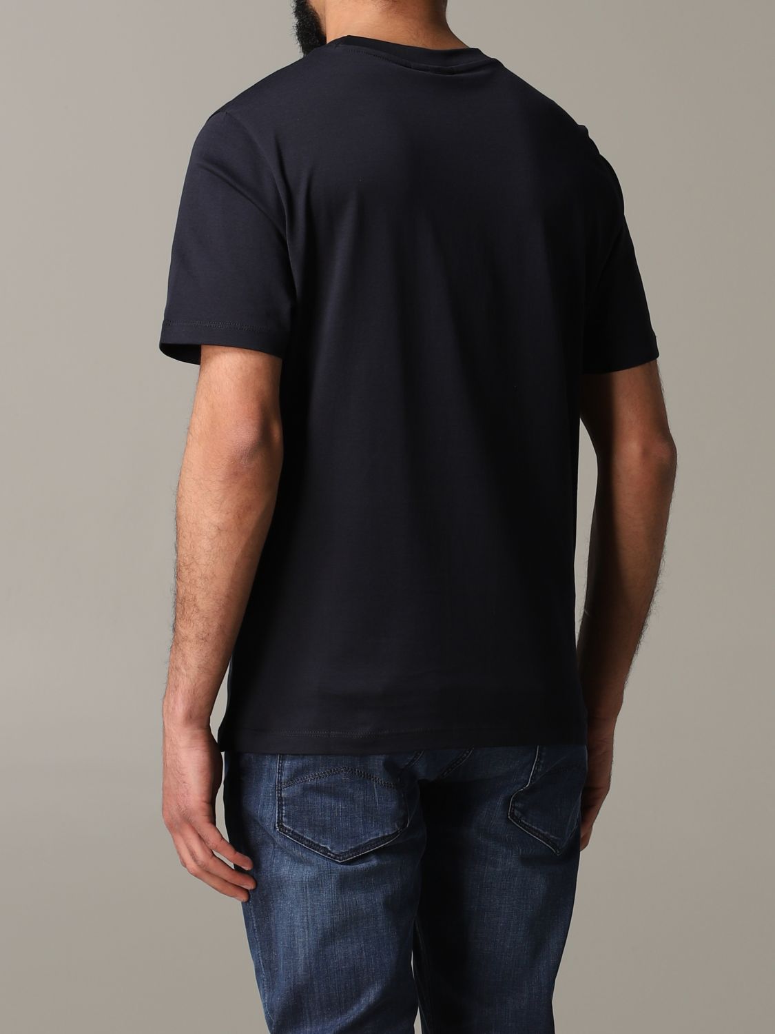 T-Shirt in jersey mercerizzato con stampa logo / Blu - Ideal Moda