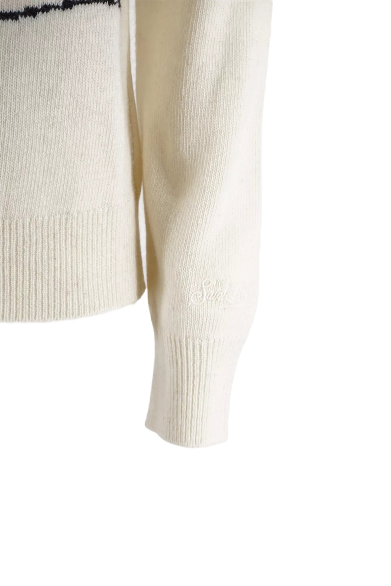 Maglia Girocollo con Ricamo Mc2 Saint Barth / Bianco - Ideal Moda