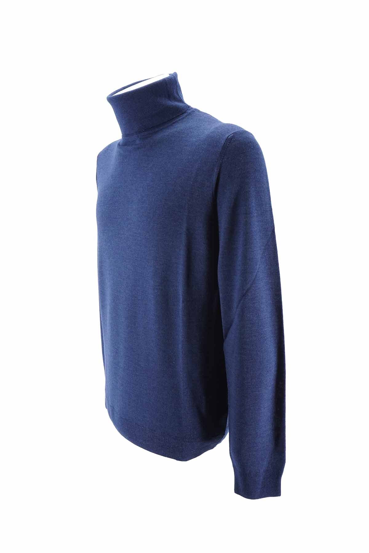 Maglia Heritage a Collo Alto / Blu - Ideal Moda