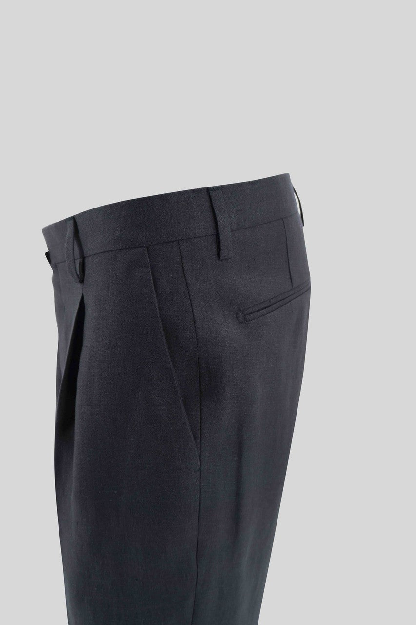 Pantalone Regular fit in lino / Nero - Ideal Moda