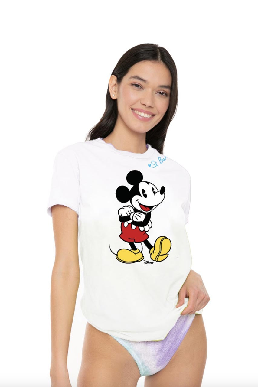 T-Shirt Topolino con Ricamo / Bianco - Ideal Moda
