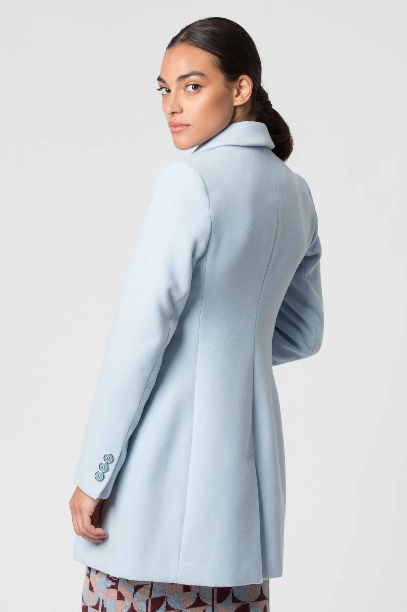 Cappotto con Tasche a Patta Kocca / Azzurro - Ideal Moda