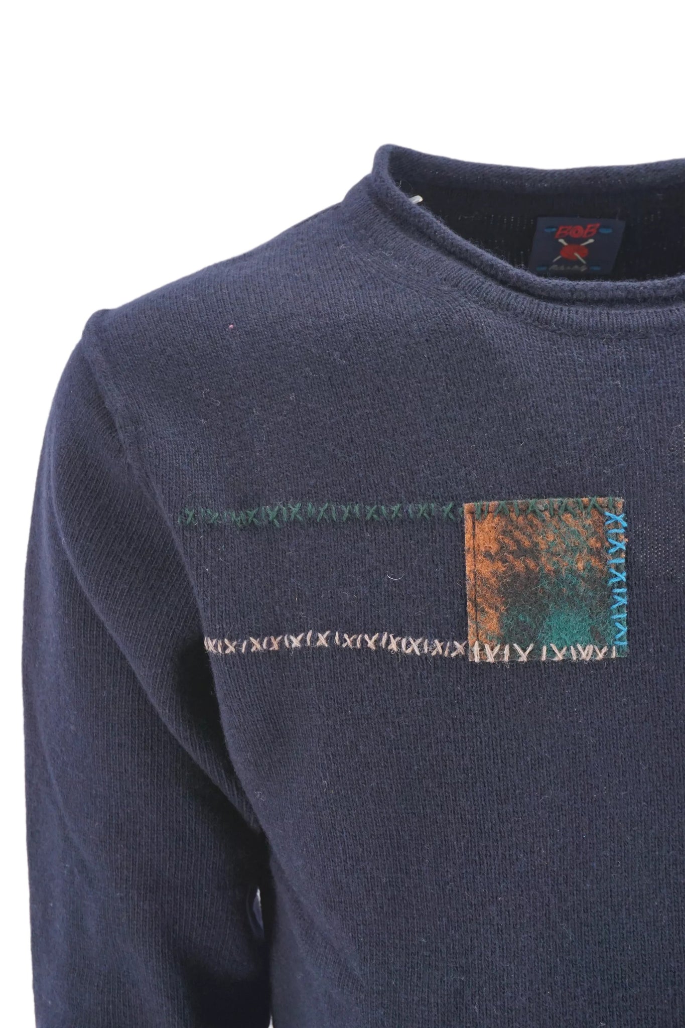 Maglia con Ricami Patch Bob / Blu - Ideal Moda