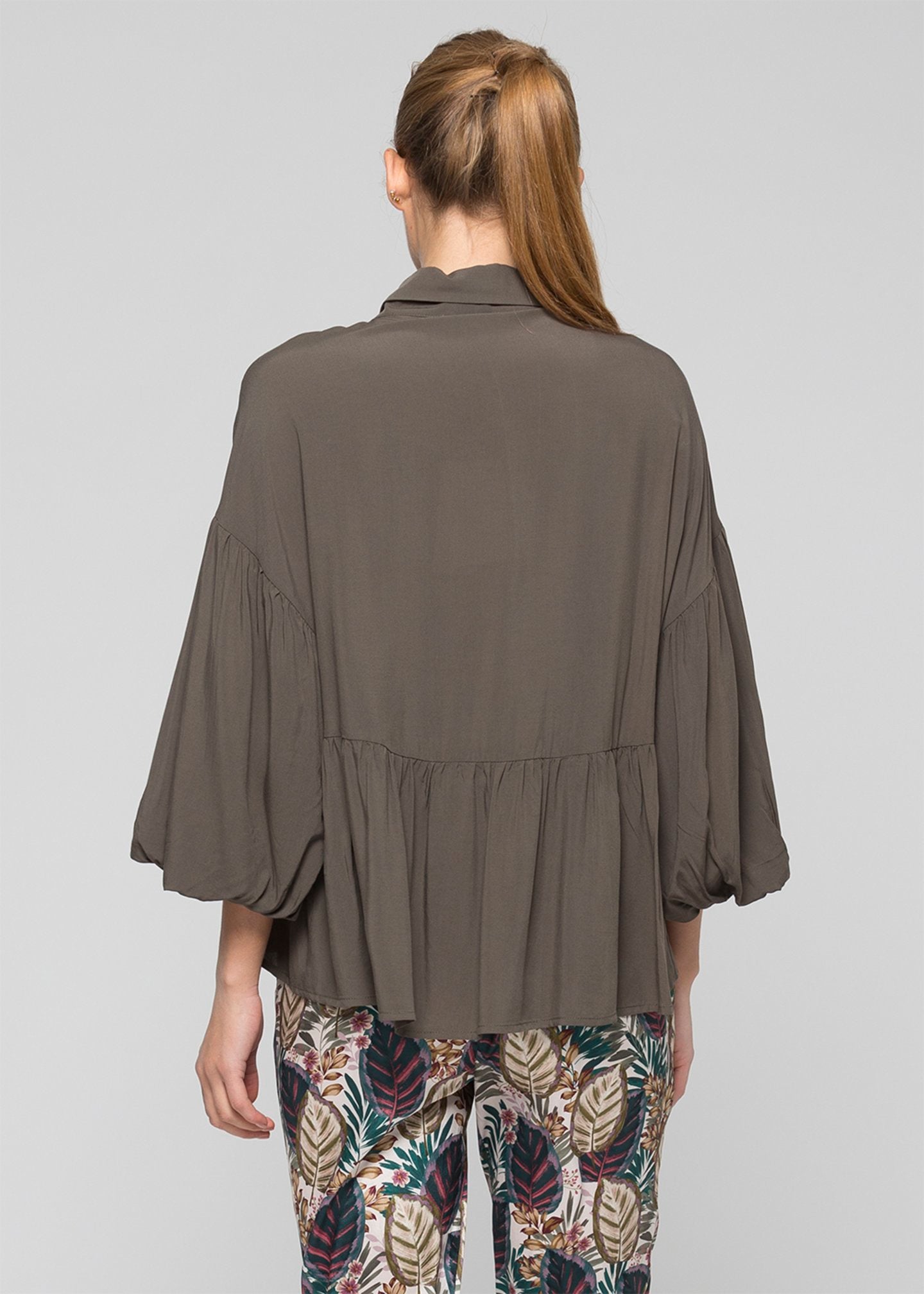 Camicia morbida in viscosa / Verde - Ideal Moda