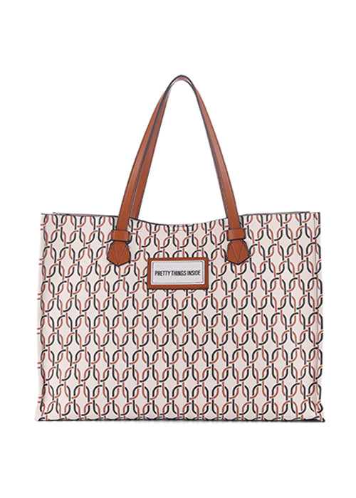 Borsa Shopper con Fantasia Le Pandorine / Marrone - Ideal Moda