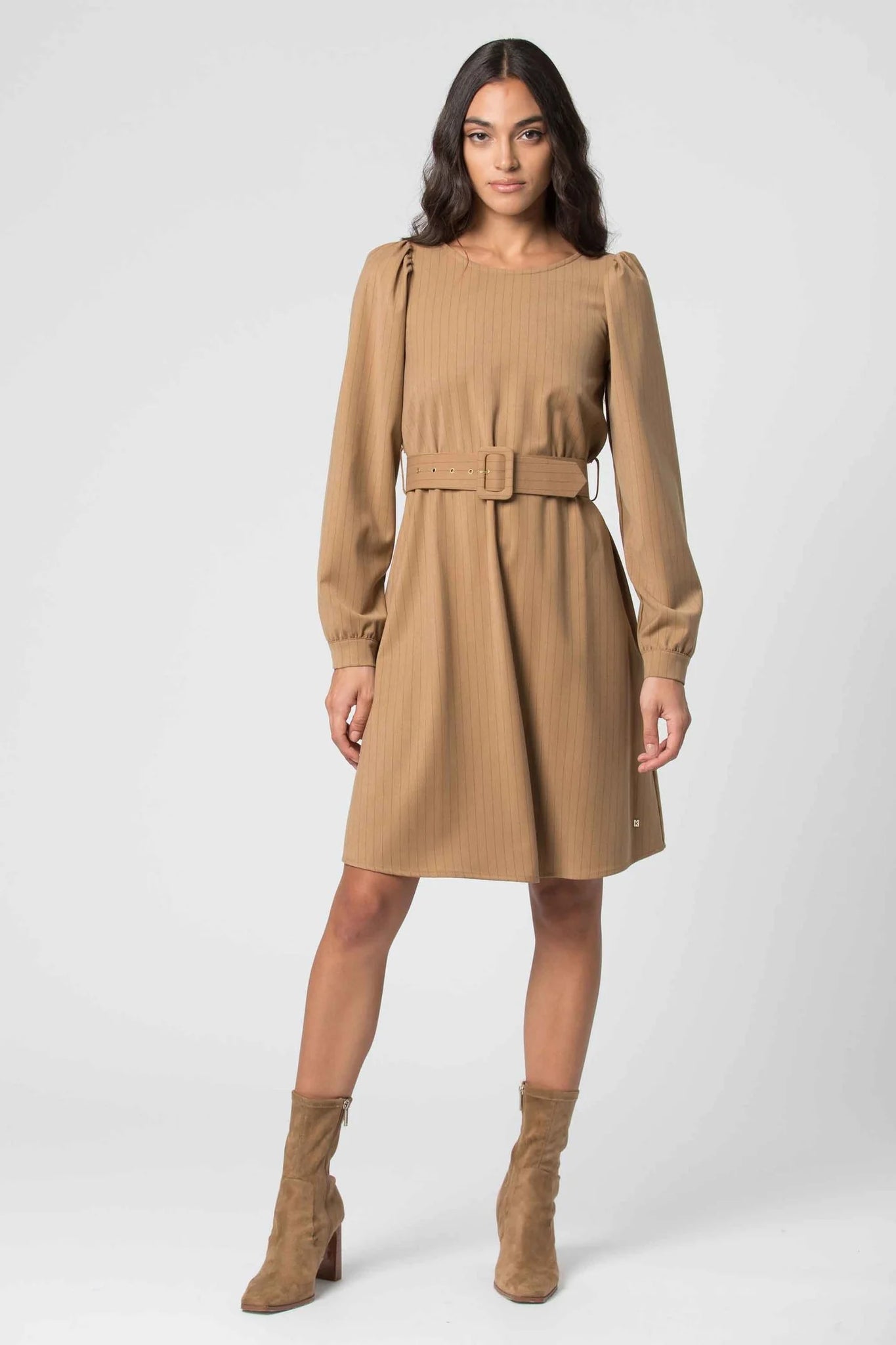 Abito Corto con Cintura Kocca / Beige - Ideal Moda