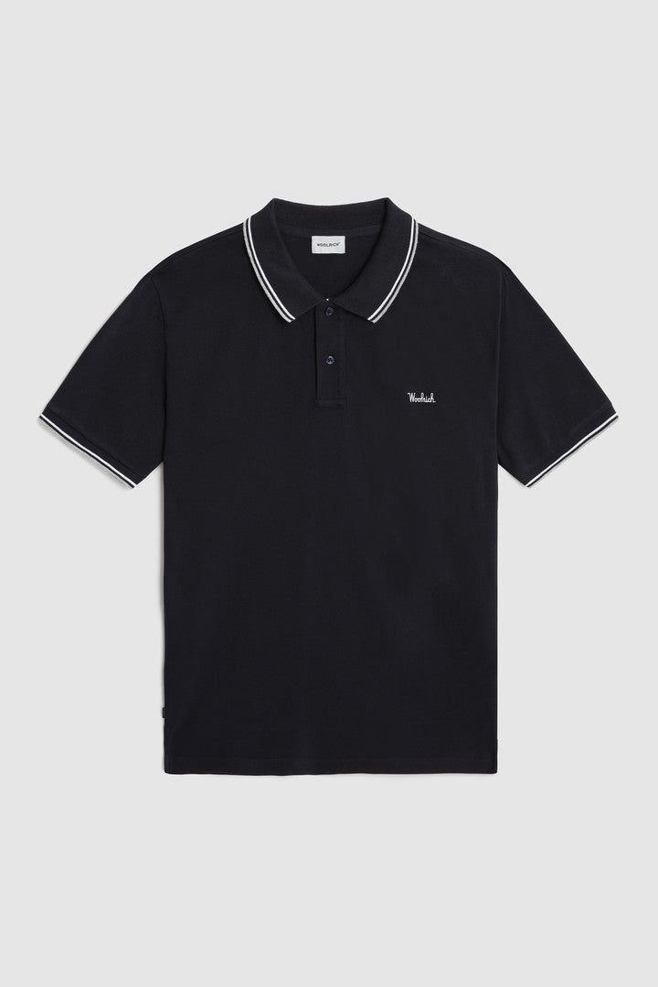 Polo Monterey in cotone piqué elasticizzato / Blu - Ideal Moda