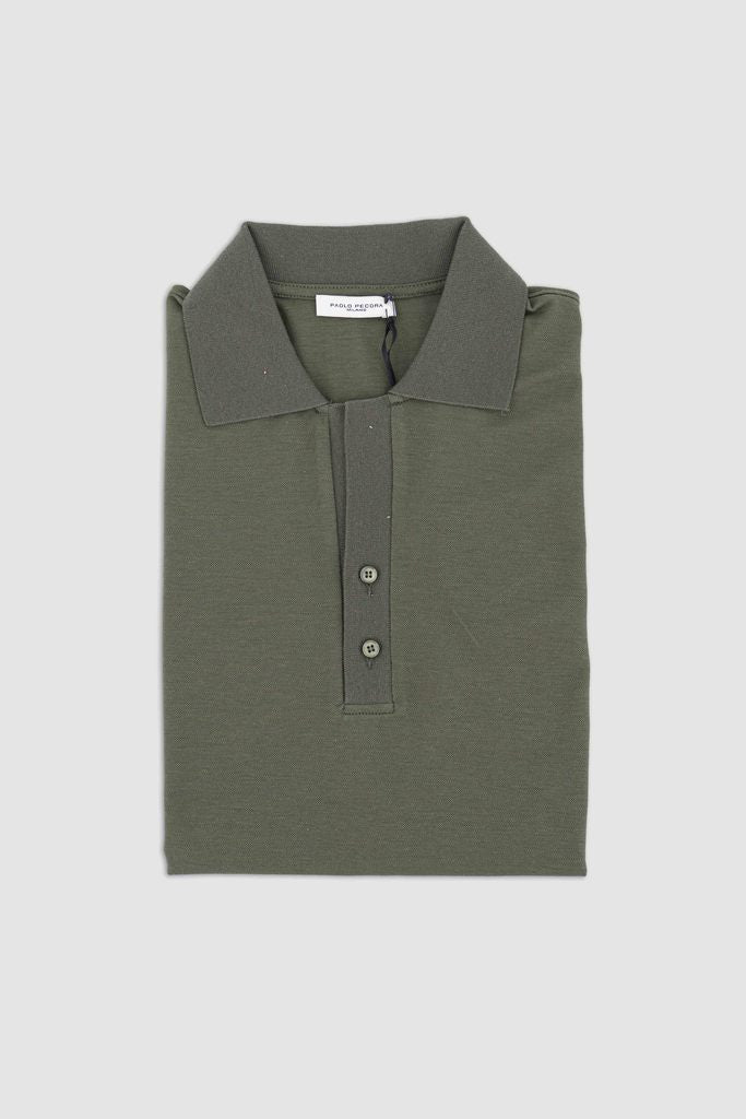Polo con dettagli in maglia / Verde - Ideal Moda