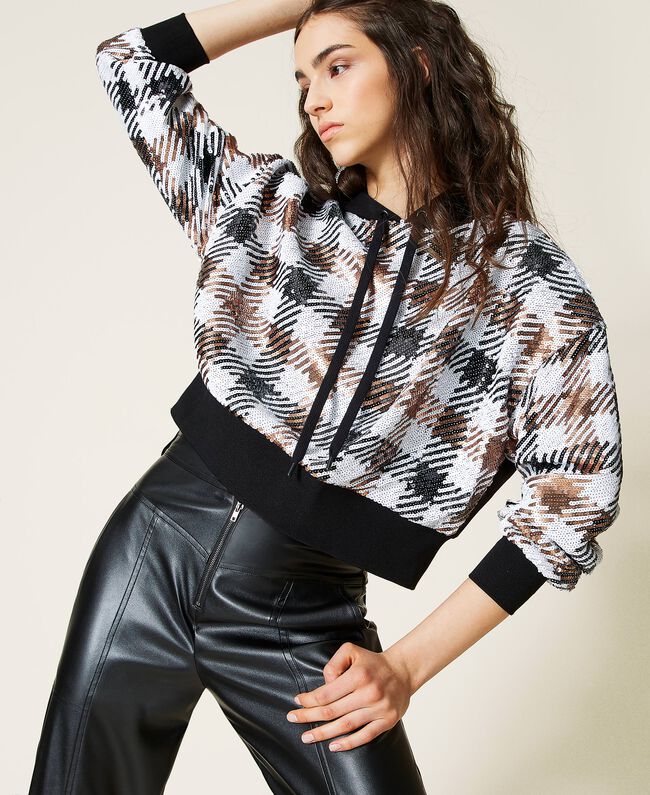 Felpa Twin Set con Paillettes / Nero - Ideal Moda