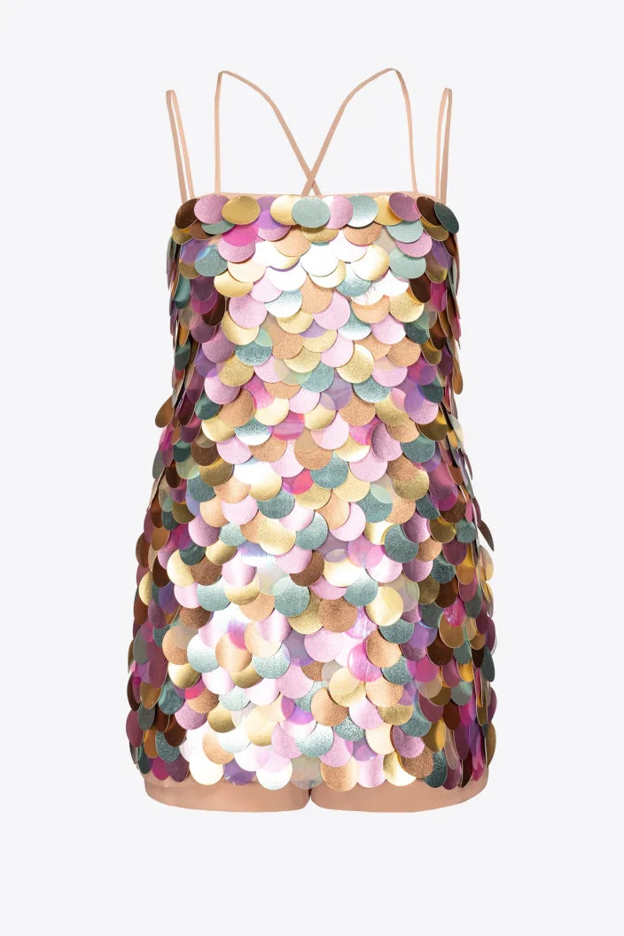 Top e Shorts in Macro Paillettes Pinko / Verde - Ideal Moda