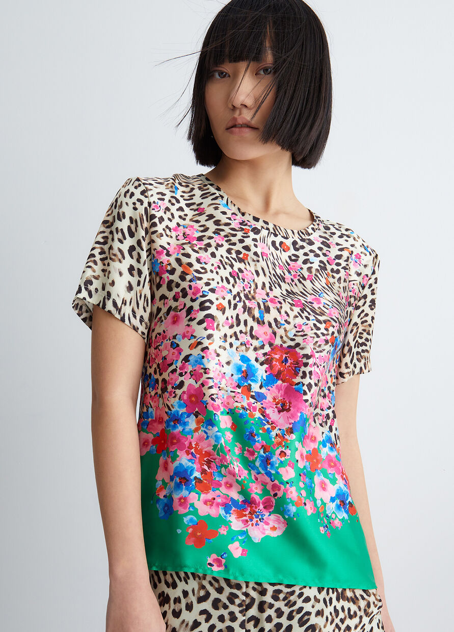 T-Shirt con Fantasia Animalier Liu Jo / Multicolor - Ideal Moda