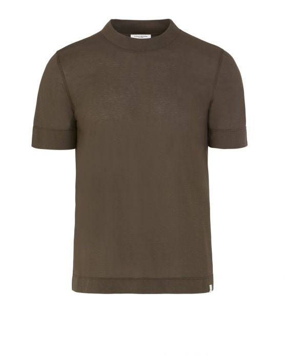 T-shirt in piquet di cotone / Marrone - Ideal Moda