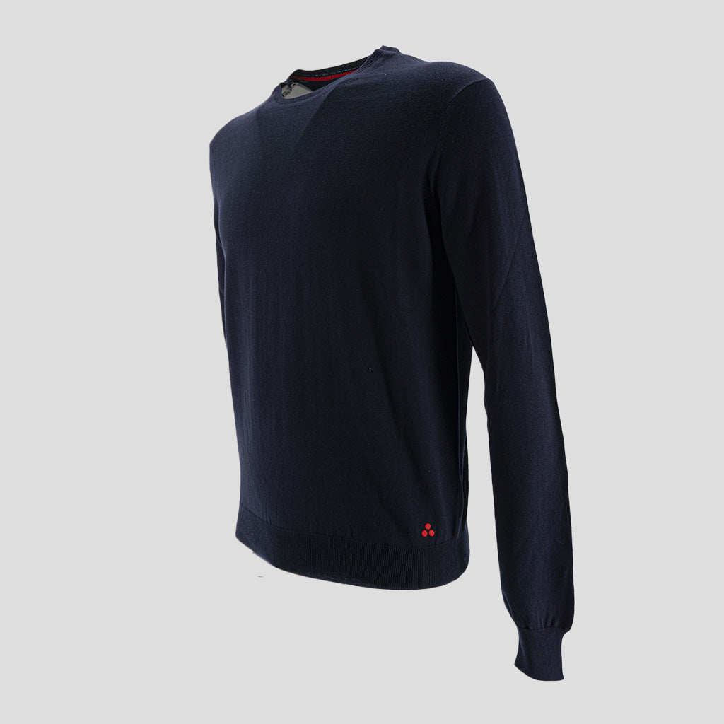 Maglia Girocollo in Puro Cotone / Blu - Ideal Moda
