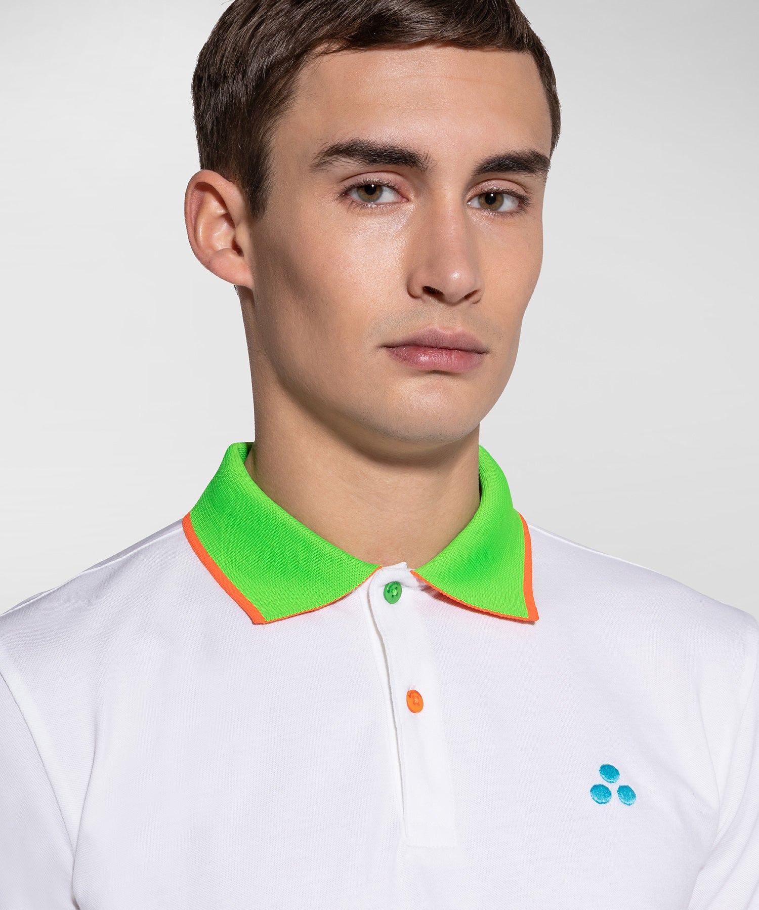 Polo in Piquet con Dettagli Fluorescenti / Bianco - Ideal Moda