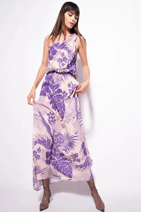 Abito Monospalla con fantasia Pinko / Viola - Ideal Moda
