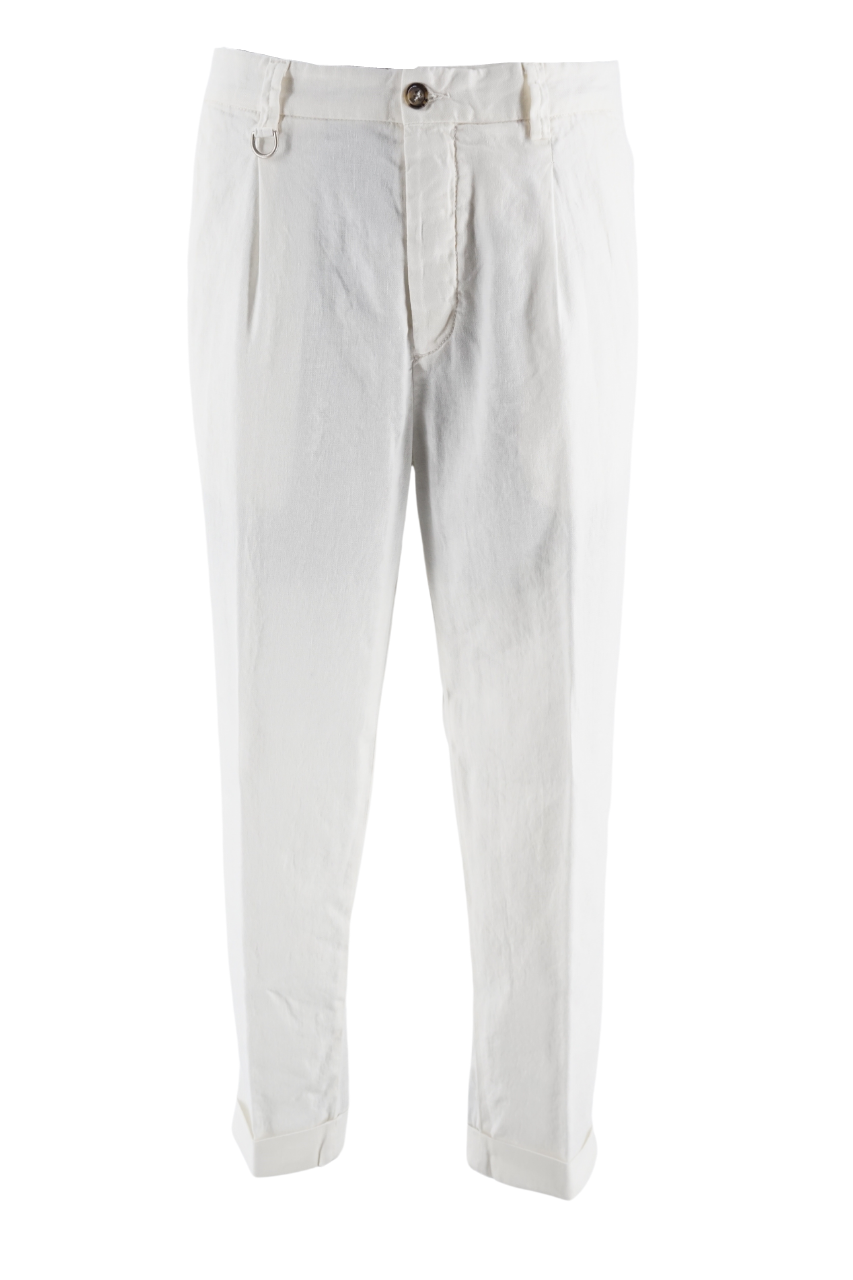 Pantalone Paolo Pecora in Lino / Bianco - Ideal Moda