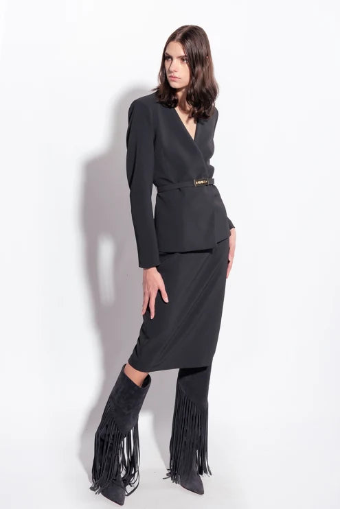 Gonna Longuette con Spacco Pinko / Nero - Ideal Moda