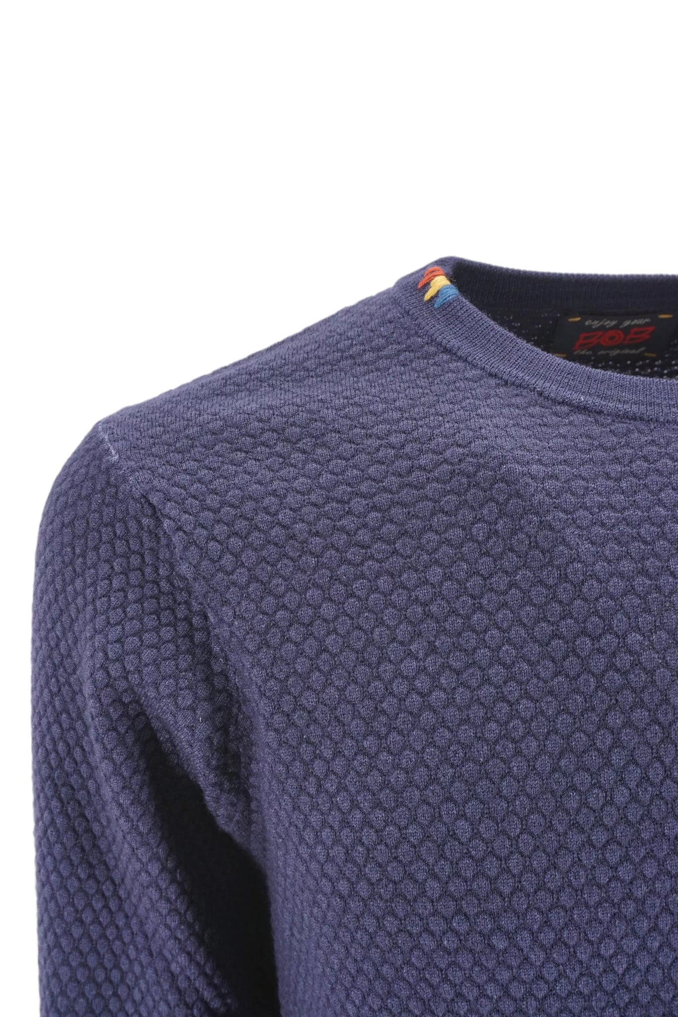 Maglia Girocolllo con Tramatura Bob / Blu - Ideal Moda
