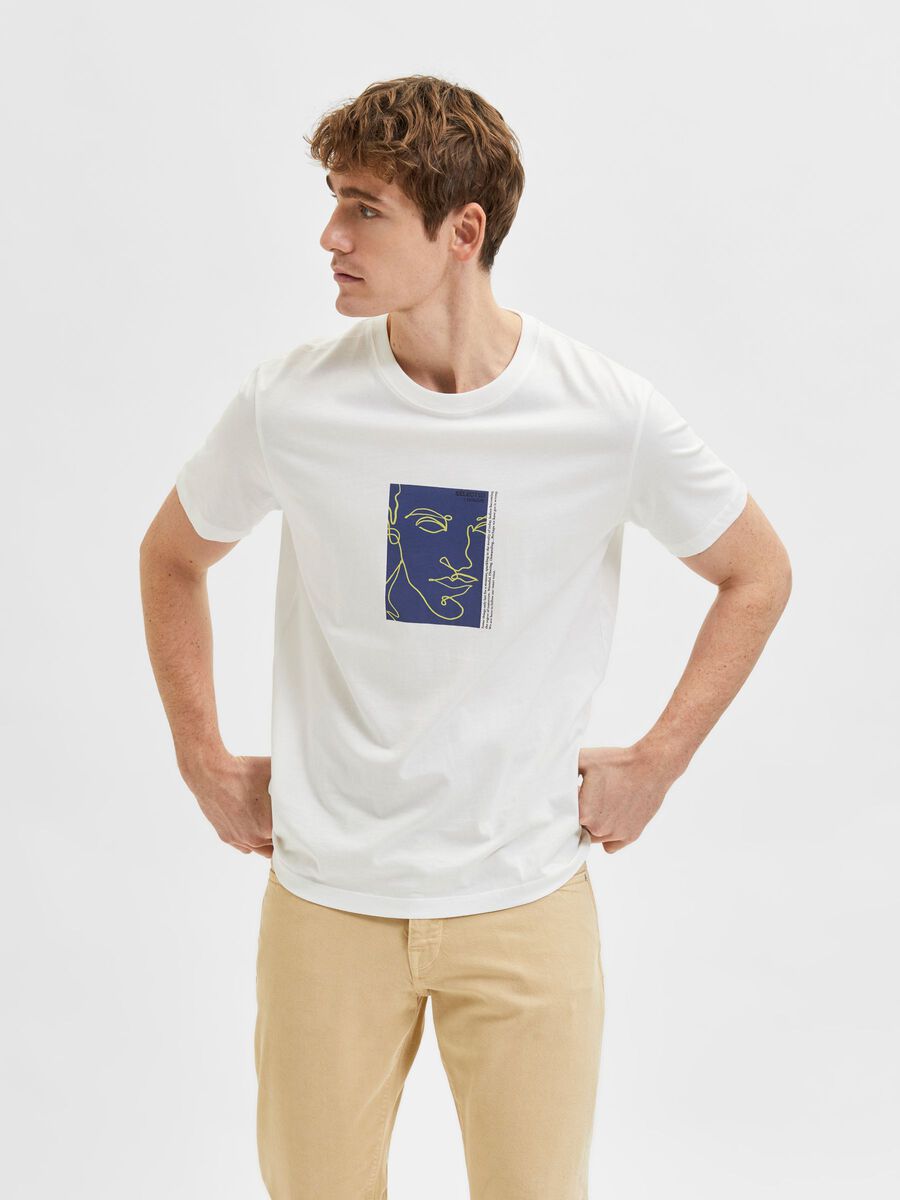 T-Shirt con Stampa Selected / Bianco - Ideal Moda
