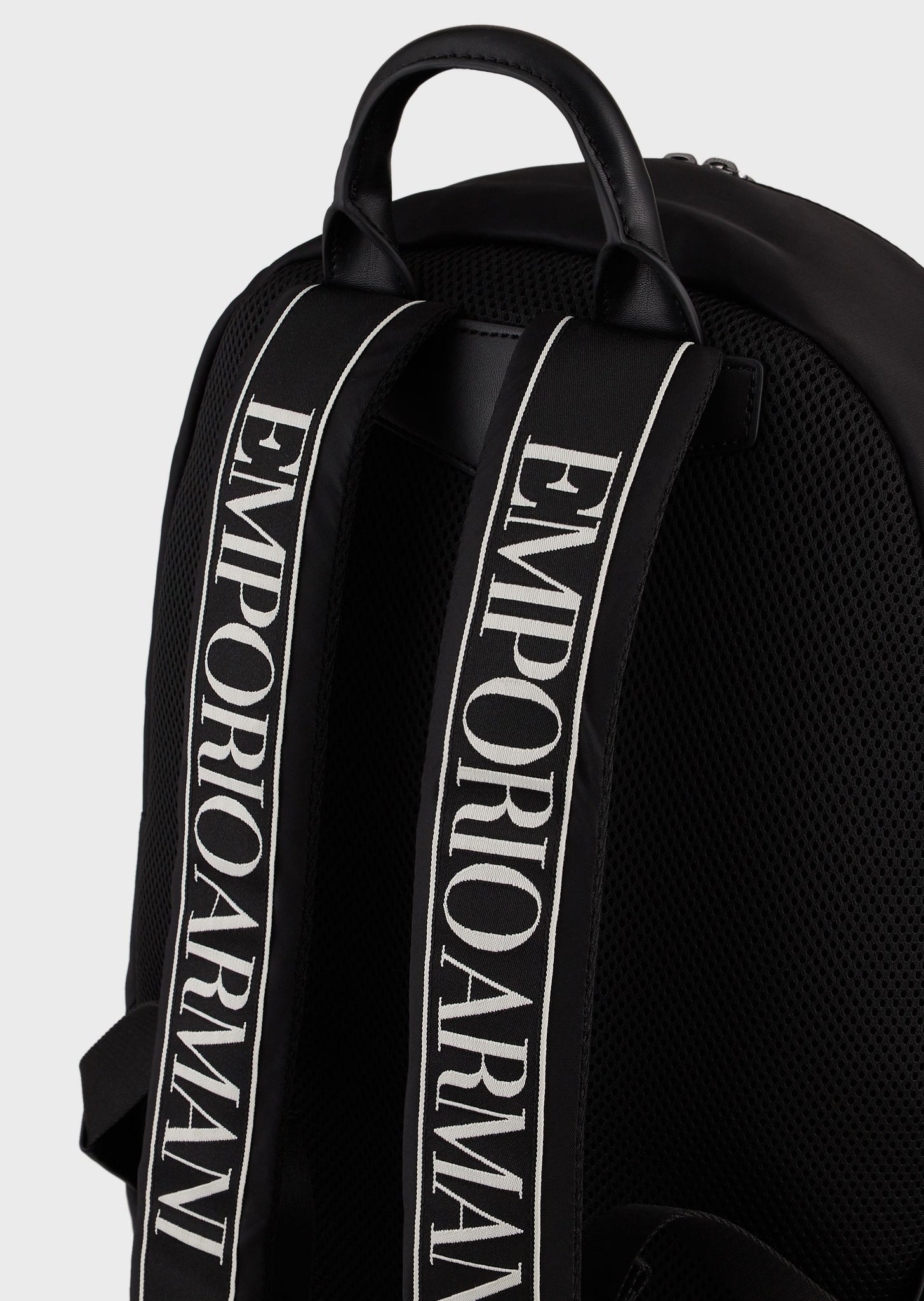 Zaino in nylon con tape logo / Nero - Ideal Moda