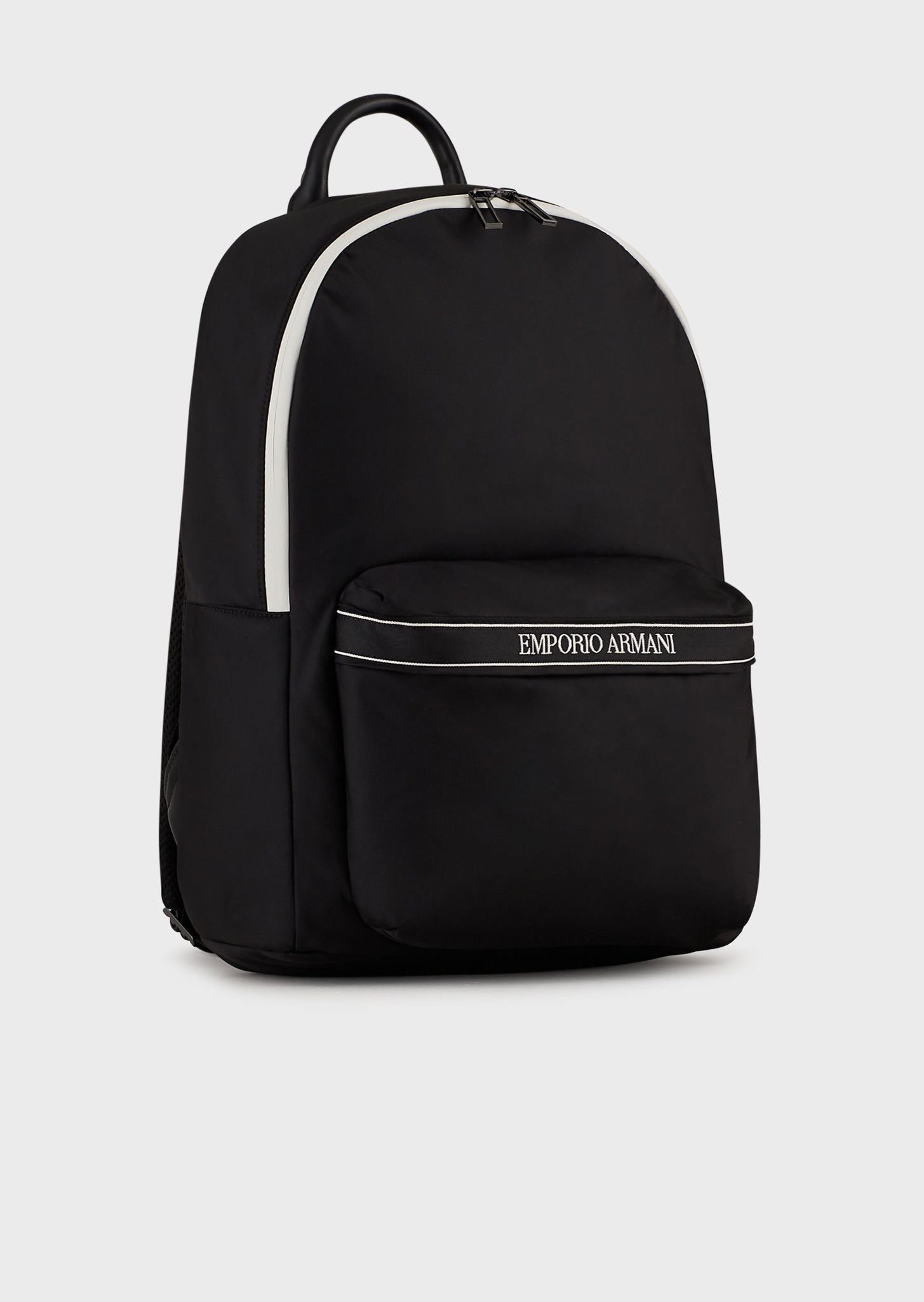 Zaino in nylon con tape logo / Nero - Ideal Moda