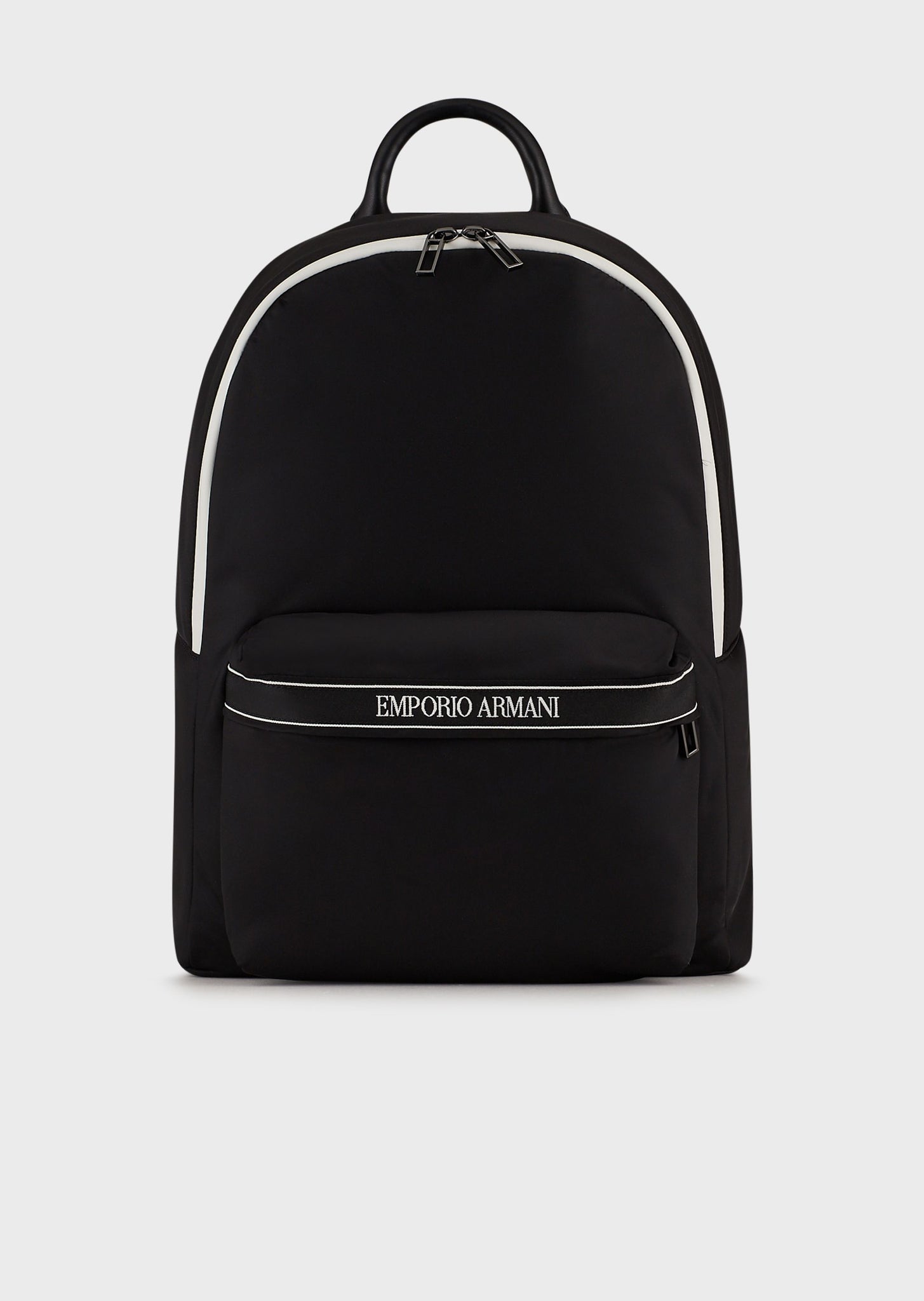 Zaino in nylon con tape logo / Nero - Ideal Moda